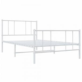 vidaXL Metal Bed Frame without Mattress with Footboard White 100x200cm
