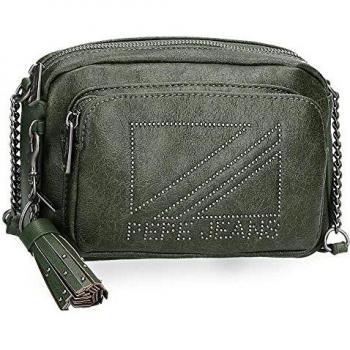 Pepe Jeans Donna Bandolera Dos Compartimentos Verde 24x16x9 cms Piel sintética