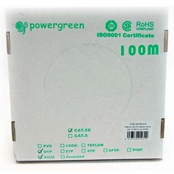 Powergreen CAB-05100-EX Bobina de Cable Cat 5E Utp 100 Metros Exterior Rígido Caja 24 Awg