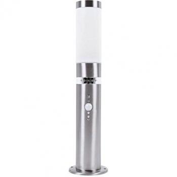Luz de exterior Bole 50 cm con sensor de movimiento, acero inoxidable, E27, IP44