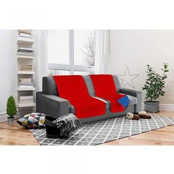 Italian Bed Linen Elegant Protector de Respaldo y Asiento para Sofá, Microfibra, Rojo y Azul Royal, 40x30x15 cm