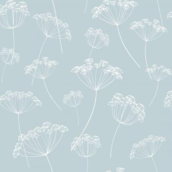Papel Pintado Estilo Schirmblume Azul Claro y Blanco - 0,53 x 10,05 m