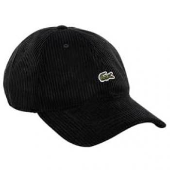 Gorra de Pana Ajustable Negra Lacoste con Parche Logo Unisex