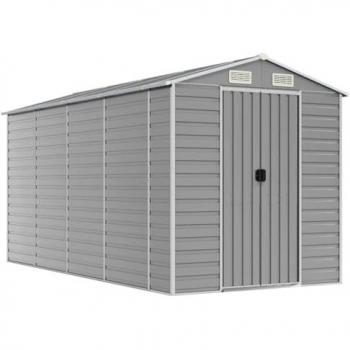 vidaXL Garden Shed Light Grey 191x385x198 cm Galvanised Steel