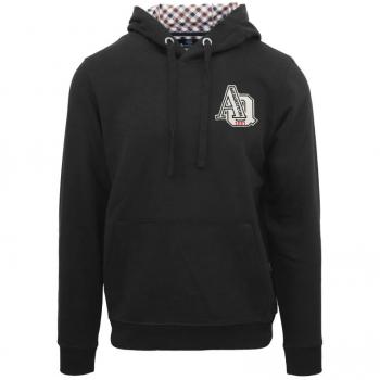 Aquascutum Men's Aq 1851 Patch Logo Black Hoodie - Size: Regular/36, Size Small