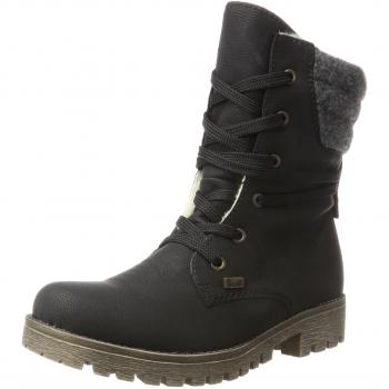 Botas de Invierno RIEKER para Dama, Talla 37, Color Gris (Negro, Antracita), Material Filz y Nubuk Cuero Sintético, Calzado Outdoor, Botines de Invierno con Su