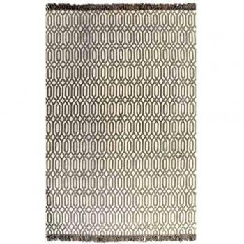 vidaXL Alfombra de Algodón Kilim 120x180cm Estampado Gris Topo Decoración Casa