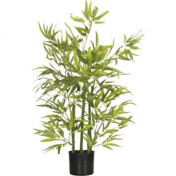Bambú Artificial 90 cm con Maceta y Cañas Realistas Árbol Sintético Interior para Decoración de Hogar Ø15x90 cm Verde