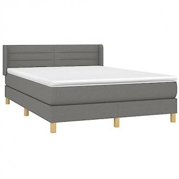 Cama Box Spring con Colchón de Tela Gris Oscuro 140x200 cm