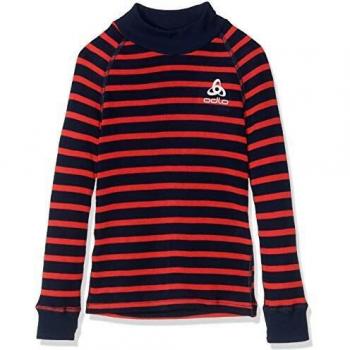 Odlo Suw Top Turtle Neck L/S Active Originals - Camiseta Deportiva para niño, Infantil, 150199, Diving Navy - Hibiscus, 152