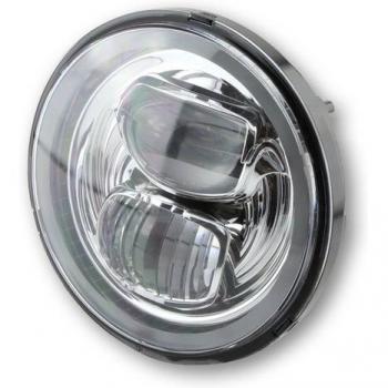 Highsider Inserto de Faro Tipo 7 LED con Anillo de Luz de Estacionamiento, Redondo, Cromo, 5 3/4 Pulgadas - Plata