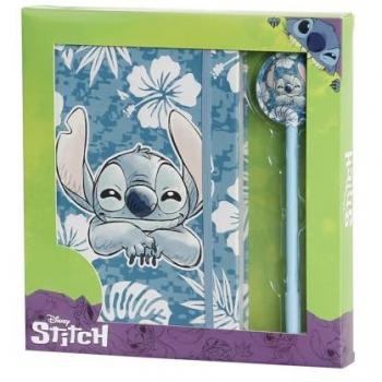 Caja Regalo Aloha Stitch con Diario y Bolígrafo Fashion, Azul, 22,4 x 23,2 cm