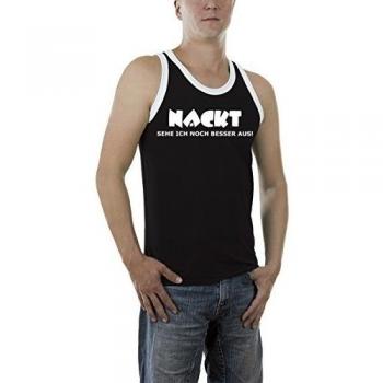 Touchlines Tank Top Nackt sehe ich noch besser aus! - Camiseta de tirantes para hombre, color black/white, talla L