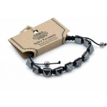 Spiky Pyramid Magnetic Hematite Shamballa Bracelet