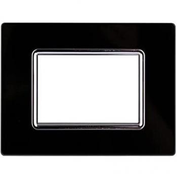 Placa de Vidrio Negra Compatible con Bticino Living Light 3 Módulos Serie Space ETTROIT