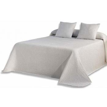 ESTELIA - Colcha Tejida + 2 Fundas de cojín Banús Color Blanco - Cama de 135/140 cm - 100% algodón