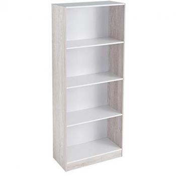 Librería de 3 estantes de madera MDF blanca contemporánea de 60x29x147 cm