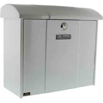 Buzón Burg Wächter Olymp 916 W en blanco con apertura de seguridad, acero galvanizado, tamaño A4