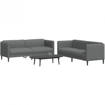 Conjunto de sofás 2 piezas de tela gris oscuro