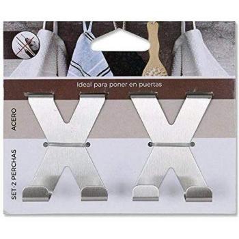 CONFORTIME Set 2 Percha Acero Puerta, Multicolor, Talla Unica