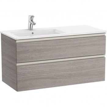 Mueble de baño Roca The Gap con 2 cajones y lavabo a la izquierda, color Roble City texturizado, medidas 1005 x 460 x 537 mm