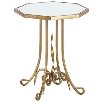 Mesa auxiliar de hierro y cristal dorada 48,5 x 48,5 x 60,5 cm