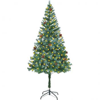 Pre-lit Artificial Christmas Tree with Pinecones 180 cm