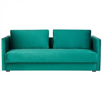 Sofá cama 3 plazas de terciopelo verde esmeralda con almacenaje convertible Eksjo