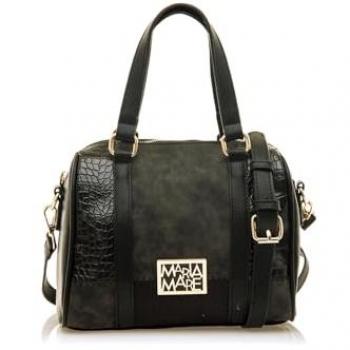Bolso de mano Mariamare Pella negro, casual, combinación de materiales, cierre con cremallera