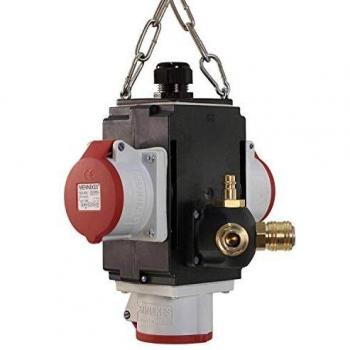 as - Schwabe Distribuidor mural MIXO energy cube IV+ con 3 tomas CEE 400 V, 16 A, 5 polos - Distribuidor MIXO incl. distribuidor de aire comprimido NW7.2, IP44, negro I 60738