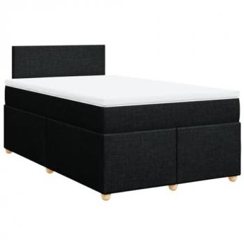Cama box spring con colchón en tela negro 120x200 cm