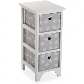 Cajonera Versa Starfish Mueble para el Baño Auxiliar, 3 cajones para organizar, Almacenaje moderno y divertido, Medidas (Al x L x An) 58 x 29 x 23 cm, M