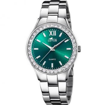 Reloj Lotus Bliss 18883/7 para Mujer, Esfera Verde, Caja de Acero Inoxidable 316L Gris Plata