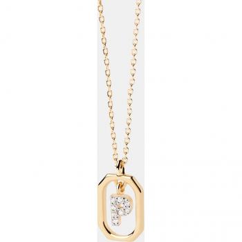 Collar de Plata con Letra P y Circonitas Blancas