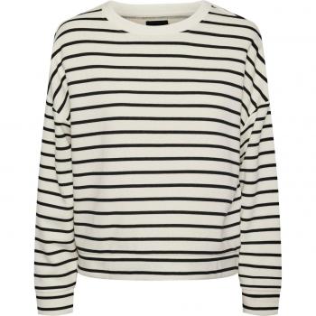 Pieces Chilli Women's Comfort Fit Striped Hoodie Sweatshirt - Metallic Black - XL