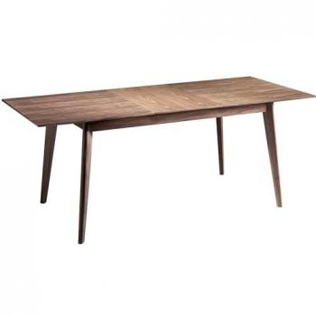 Mesa Comedor Redonda Extensible de Nogal y Acero Cromado - Ø140 x 80/75 cm