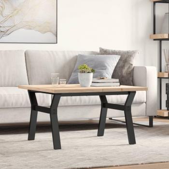 Mesa de centro vidaXL marco y madera maciza de pino y hierro 80x80x45,5cm marrón para salón, comedor o auxiliar