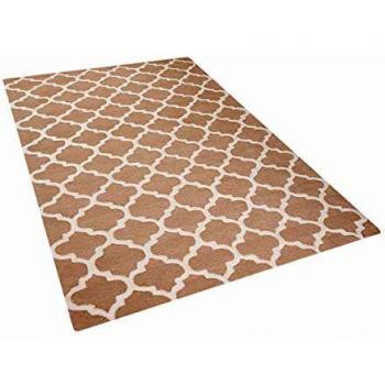 Alfombra de Lana Beige 160 x 230 cm Patrón Cuadrifolio Hecha a Mano Estilo Oriental Marroquí