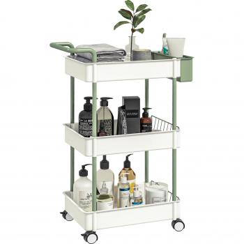HOMCOM Carrito de Almacenamiento de 3 Niveles - Blanco