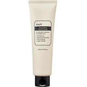 Klairs Gentle Black Facial Cleanser 140ml - Gentle cleansing gel for sensitive skin, suitable for all skin types, vegan, low pH, hydrating finish, 99% fine dust removal, creamy foam cleanser