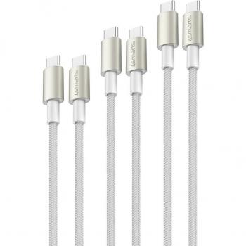 Juego de Cables USB-C Premium 60W con Adaptador y Acoplador - 3m