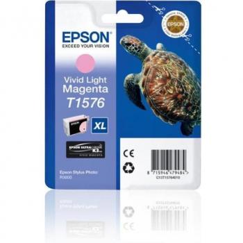 Epson T1576 XL Light Magenta (Vivid Light Magenta) Ink Cartridge C13T15764010 for Stylus Photo R3000, 25.9ml