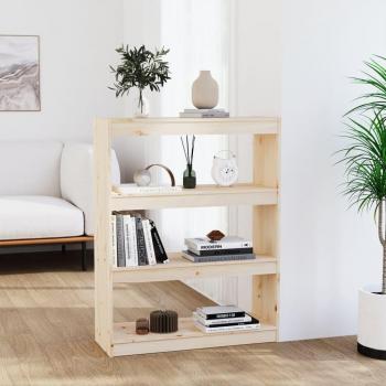 Estantería divisor de espacios de madera de pino 80x30x103,5 cm en Marrón, Blanco y Gris - Mueble de Almacenaje para Oficina, Estudio, Sala de Estar y Dormitorio