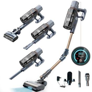 Aspirador Sin Cable NARVI 500W, Succión Potente 150AW, Luz LED, Tubo Flexible, Batería Extraíble y Filtro HEPA - Diseño Ultraligero
