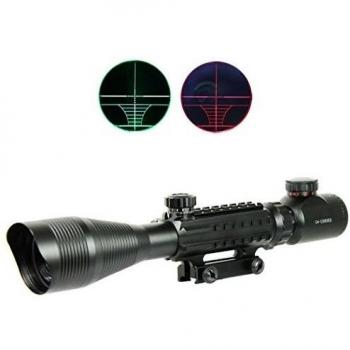 Miras de arma 4-12X50 alcances tácticos óptica luz verde rojo doble w / Rails y Mont lateral de la caza de Airsoft