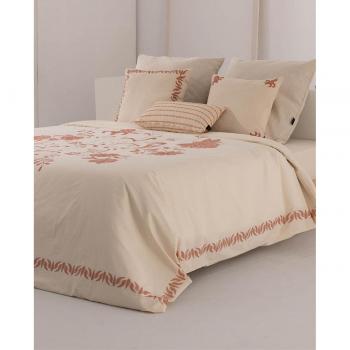 Funda nórdica de algodón popelín 400 hilos cama 90 color terracota