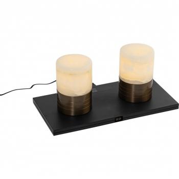 Set de 2 lámparas de mesa Art Deco color bronce oscuro RGBW recargables - Alessia Aluminio/Plástico Redondas con LED integrado