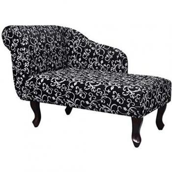 vidaXL Diván con Reposabrazos Estampado de Flores Blanco y Negro Chaise Longue