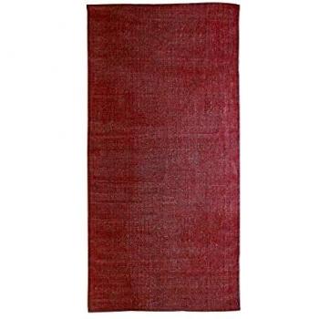 Alfombra Vintage Artesanal Efecto Envejecido Roja 60x120cm