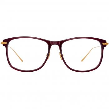 Linda Farrow FINIAL LF72A Asian Fit C3 Men's Eyeglasses Burgundy Size 52 - Frame Only - Blue Light Block Available